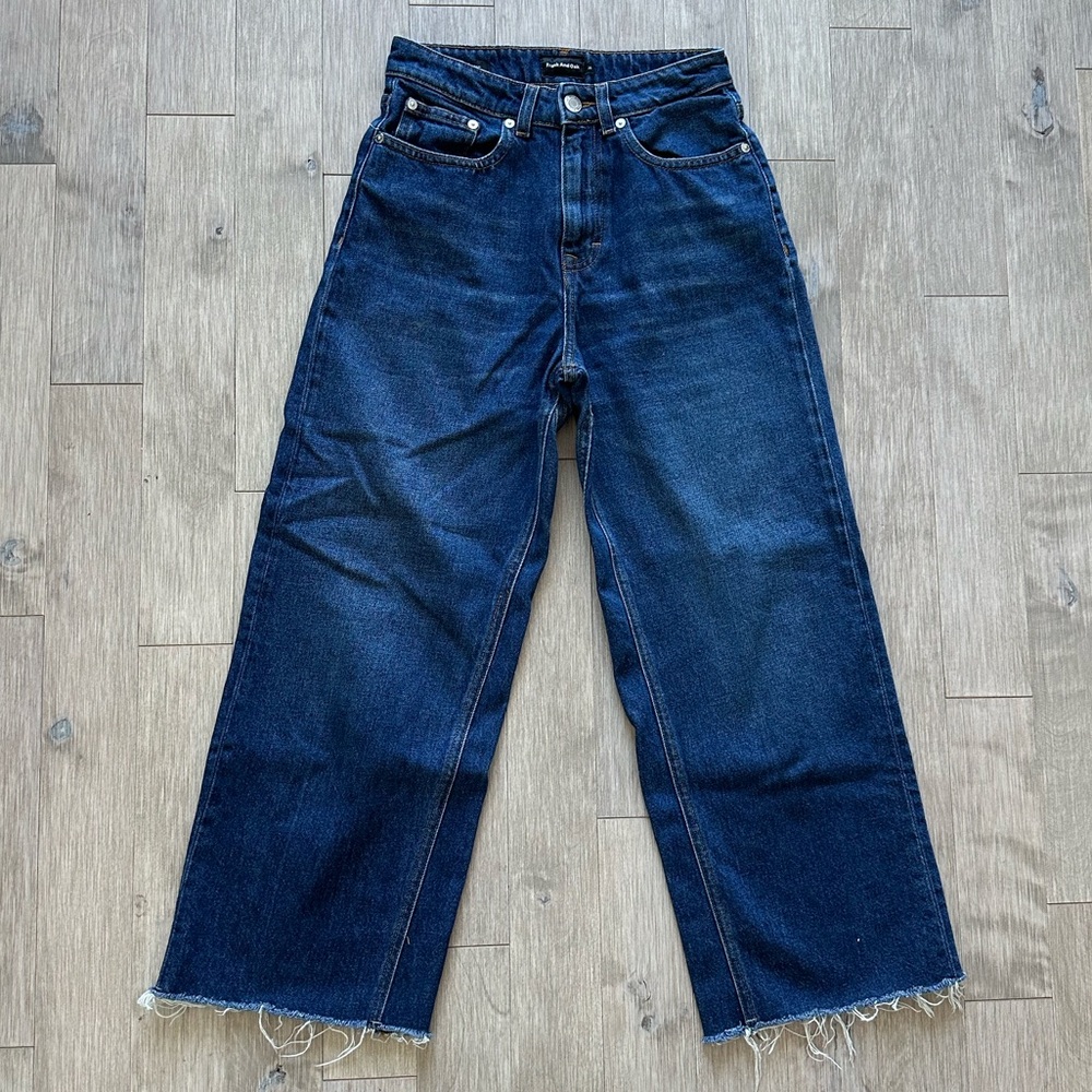 Frank & Oak Nina‎ Wide Legs High Rise Large Cropped Jeans 26